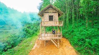 100 Days Build A 2 Story Bamboo House To Avoid Heavy Rain With A Million Dollar Swimming Pool