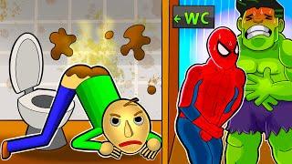 BALDI Toilet Mission Spider Man And Hulk Poor Baby  Baldi And Spider Man Animation