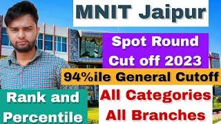 MNIT Jaipur Spot Round Cut Off 2023  94 percentile General Cutoff  All Category & All Branches