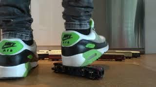 Nike Air Max 90 stomp trample and destroy model train wagon