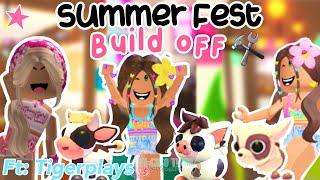 SUMMER FEST FARM BUILD OFF AGAINST@TigerPlaysAdoptme Adopt Me  Its Cxco Twins