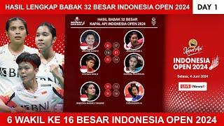 Hasil Lengkap Indonesia Open 2024 Hari Ini. ENAM WAKIL MENANG #indonesiaopen2024