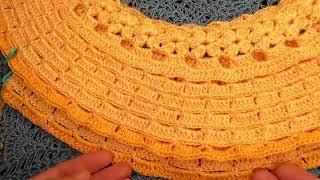 КРУГЛАЯ цветочная КОКЕТКА  вязание крючком  crochet for women В №  №385