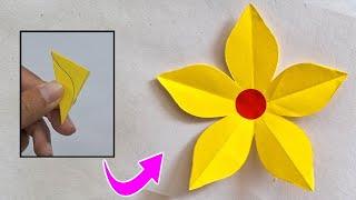 How to Make Easy 5 Petal Paper flower  Very Simple Paper Flower  DIY Paper Flower - Kelopak bunga