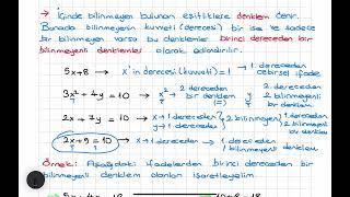 7. Sınıf Denklemler - Birinci Dereceden Bir Bilinmeyenli Denklemler