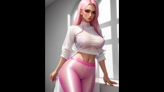 GIRL IN TRANSPARENT SHIRT AND PANT  AI ART LOOKBOOK  4K UHD