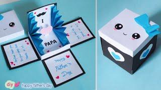 How to make Explosion Box   Fathers Day Pop up card  DIY Fathers Day Gift Box  Paper Crafts