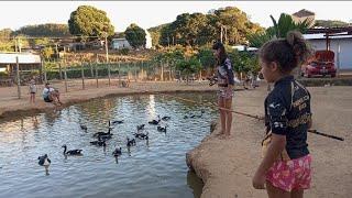 PESCARIA NO LAGO CHEIO DE PATOS - SERÁ QUE CONSEGUIMOS PEGAR PEIXE.