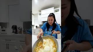 making viral carbonara cheesy noodles