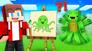 JJ and Mikey Using DRAWING MOD to BECAME OCTOPUS Prank - Maizen Parody Video in Minecraft