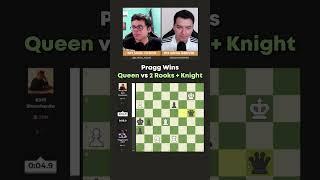 Praggnanandhaa wins Queen vs 2 Rooks + Knight #shorts #chess