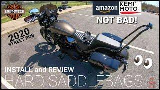 $100 Harley Softail Street Bob Amazon Hard Saddlebags  Install and Review.