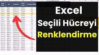 EXCEL SEÇİLİ HÜCREYE AİT SATIRI RENKLENDİRME  Excel İpuçları