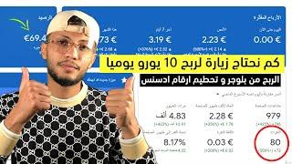 الربح من بلوجر  كم زيارة و كم نقرة احتاج لكي اربح 10 يورو يوميا من المدونة 2023