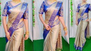 HOW TO DRAPE YOUR BORDER SILK SAREE PERFECTLYPERFECT SHOULDER PLEATS & CENTER PLEATS MAKING TRICK