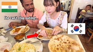 Korean girl become obsessed with INDIA  butter chicken roti naan paratha and briyani rice