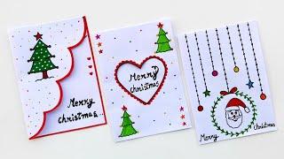 3 Easy & Beautiful white paper christmas Card makingDIY Merry Christmas greeting cardHandmade card