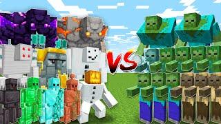 MODDED GOLEMS vs ZOMBIE ARMY - Minecraft Mob Battle