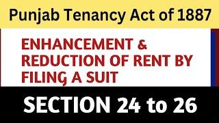 Enhancement & Reduction of Rent by Suit I Sec 24 to 26 of Punjab Tenancy Act 1887
