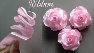 How to Make ribbon roses  Amazing Ribbon Flower trick  Easy making with needle  Ribbon Hacks