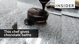 This pastry chef gives his desserts a chocolate bath