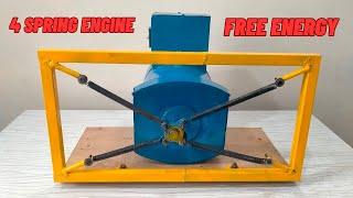 How To Make 4 Spring Engine 230 Volt Free Energy Generator Spring Free Energy machine