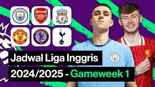 JADWAL LIGA INGGRIS 20242025 GAMEWEEK 1  DAFTAR PERTANDINGAN LIGA INGGRIS TERBARU