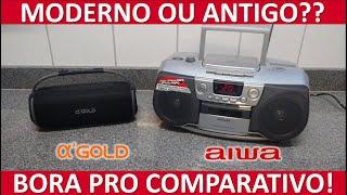 Boombox atual AGold e Boombox antigo Aiwa Comparativo