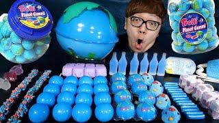 【ASMR】超巨大地球グミ & 青色のスイーツ【咀嚼音 EATING SOUND】【BLUE DESSERTS】【GIANT PLANET GUMMY】【POPPING JELLY】【MUKBANG】