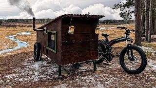 COLD NIGHT IN A BIKE CAMPER by the Mississippi River