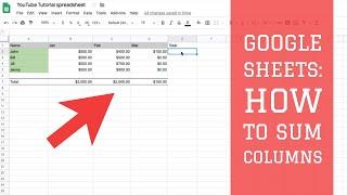 Google Sheets- How to Sum a Column  Row in Google Sheets