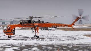 Sikorsky S-64 Skycrane in the Snow  Winter Plane Spotting at YYJ