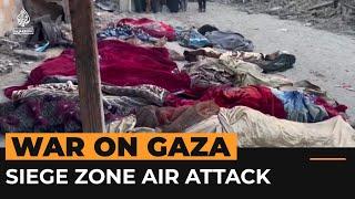 Dozens of displaced Palestinians killed in Israeli air attack  AJ#shorts