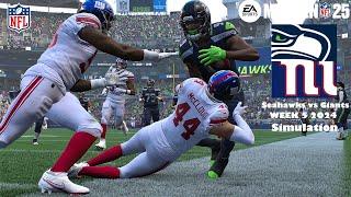 Madden 25 Seattle Seahawks vs New York Giants Week 5 Sim 2024 Full 15 Minute Quarters Game Play