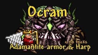 Terraria - Ocram boss solo magicrange kill Adamantite armor & Harp PS3