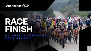  WHAT A SPRINT  La Vuelta Femenina Stage 2 Race Finish  Eurosport Cycling