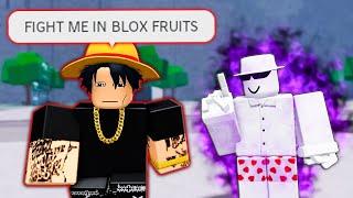 Bro wants to fight in BLOX FRUITS..  The Strongest Battlegrounds