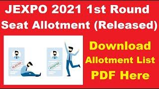 JEXPO 2021 WB Polytechnic 1st Round Set Allotment Out - Download JEXPO 2021 Seat Allotment Here