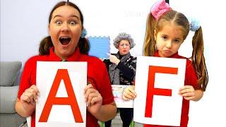 Ruby and Bonnie pretend play school lessons with granny