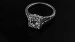 2.47ct Cushion Brilliant Diamond Set In A Micro Pave Split Halo Engagement Ring