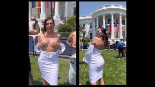 CAUGHT ON CAMERA Trans model goes topless at White House party