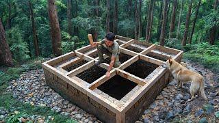 I Built A Stone And Wood Underground Survival Bushcraft Shelter In The Forest  Fireplace Cooking