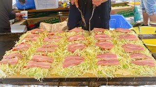 japanese street food - okonomiyaki お好み焼きhiroshimayaki
