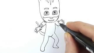 Pijamaskeliler kedi çocuk resmi nasıl çizilir
