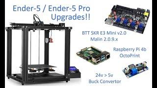 Ender-5 Upgrades Preview SKR Mini E3 v2 Marlin Raspberry Pi 4b Octoprint buck convertor & relay