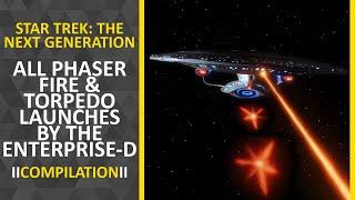 All Phaser Fire & Torpedo Launches By The Enterprise-D • Star Trek TNG • Compilation UPDATED