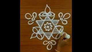 5*3 Dots Vilakku Kolam  Easy Vilakku Kolam  Karthigai deepam Kolam