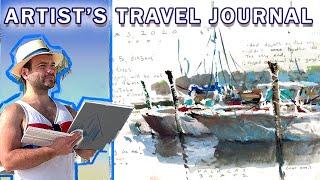 Art Travel Journal 3 paintings - materials and process