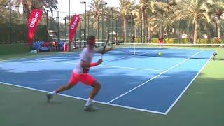 Roger Federer Training in Dubai Court Level View Full Tennis Practice in HD