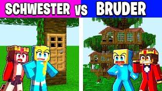 SCHWESTER vs BRUDER Baumhaus BAU CHALLENGE in Minecraft